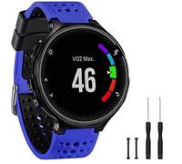TopPerfekt Bande Compatible avec Garmin Forerunner 235, Bracelet Montre de Remplacement en Silicone Souple pour 220/230/235/620/630/735XT/235 Lite Montre Intelligente pour Femmes Hommes (Bleu/Noir)