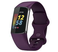 TopPerfekt Bracelet Compatible avec Fitbit Charge 6, Bracelet de Rechange Réglable en Silicone Souple pour Tracker D'activité Charge 5 pour Homme et Femme (Violet Profond,S)