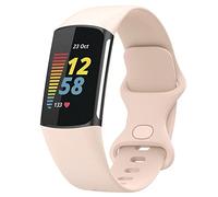 TopPerfekt Bracelet Compatible avec Fitbit Charge 6, Bracelet de Rechange Réglable en Silicone Souple pour Tracker D'activité Charge 5 pour Homme et Femme (Sable Pouvoir,S)