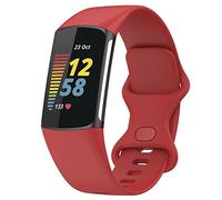 TopPerfekt Bracelet Compatible avec Fitbit Charge 6, Bracelet de Rechange Réglable en Silicone Souple pour Tracker D'activité Charge 5 pour Homme et Femme (Rouge,S)