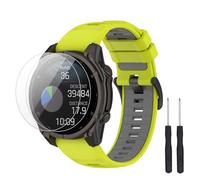 TopPerfekt Bracelet compatible avec Garmin Descent G2, bracelet de rechange en silicone souple et lot de 2 protecteurs d'écran pour montre intelligente Descent G2 pour homme et femme (citron vert