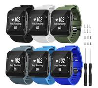 TopPerfekt Bracelet compatible avec Garmin Forerunner 35, bracelet de montre de remplacement en silicone souple pour Garmin Forerunner 35 Smart Watch (lot de 6/4 (boucle noire))