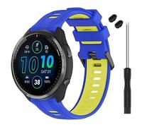 TopPerfekt Bracelet compatible avec Garmin Forerunner 965, bracelet de montre de rechange en silicone souple pour montre intelligente 965 pour homme et femme, bleu/jaune