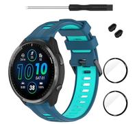 TopPerfekt Bracelet compatible avec Garmin Forerunner 965, bracelet de rechange en silicone souple et lot de 2 protecteurs d'écran, bracelet pour montre intelligente 965 pour homme et femme