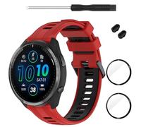 TopPerfekt Bracelet compatible avec Garmin Forerunner 965, bracelet de rechange en silicone souple et lot de 2 protecteurs d'écran, bracelet pour montre intelligente 965 pour homme et femme