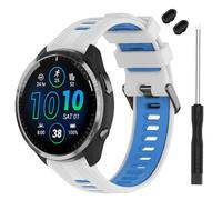 TopPerfekt Bracelet compatible avec Garmin Forerunner 965, bracelet de rechange en silicone souple pour montre intelligente 965 pour homme et femme, blanc-bleu