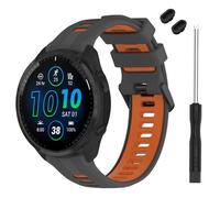 TopPerfekt Bracelet compatible avec Garmin Forerunner 965, bracelet de rechange en silicone souple pour montre intelligente 965 pour homme et femme Gris anthracite/orange