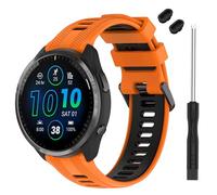 TopPerfekt Bracelet compatible avec Garmin Forerunner 965, bracelet de rechange en silicone souple pour montre intelligente 965 pour homme et femme, orange-noir
