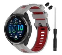 TopPerfekt Bracelet compatible avec Garmin Forerunner 965, bracelet de rechange en silicone souple pour montre intelligente 965 pour homme et femme, gris/rouge