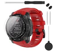 TopPerfekt Bracelet compatible avec Garmin Instinct 3, bracelet de rechange en silicone souple 22/26 mm et 2 films de protection d'écran pour montre intelligente Instinct 3 45/50 mm AMOLED/Solar pour
