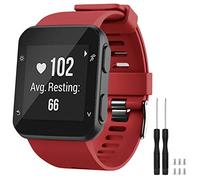 TopPerfekt Bracelet de montre Compatible avec Garmin Forerunner 35, de Remplacement en Silicone Souple pour Forerunner 35 Smart Watch, Fit 5.11-9.05" (130-230 mm) Poignet Sombre Rouge (Boucle Noire)