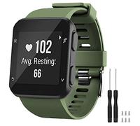 TopPerfekt Bracelet de montre Compatible avec Garmin Forerunner 35, de Remplacement en Silicone Souple pour Forerunner 35 Smart Watch, Fit 5.11-9.05" (130-230 mm) Poignet Vert Armée (Boucle Noire)