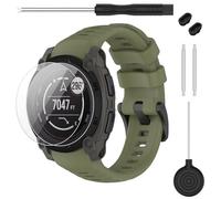 TopPerfekt Bracelet de montre de 20 mm compatible avec Garmin Instinct E 40 mm, bracelet de rechange réglable en silicone souple compatible avec montre Garmin Instinct E pour homme et femme - Vert
