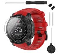 TopPerfekt Bracelet de montre de 20 mm compatible avec Garmin Instinct E 40 mm, en silicone souple réglable compatible avec montre Garmin Instinct E pour homme et femme (rouge)