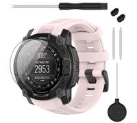 TopPerfekt Bracelet de montre de 20 mm compatible avec Garmin Instinct E 40 mm, en silicone souple réglable compatible avec montre Garmin Instinct E pour homme et femme (rose clair)