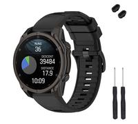 TopPerfekt Bracelet de rechange de 20 mm compatible avec Garmin Fenix 8 43 mm, en silicone souple pour montre intelligente Descent Mk3/Mk3i 43 mm/Fenix 7S/6S/5S/Instinct 2S pour homme et femme (noir)
