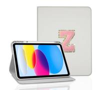 TopPerfekt Étui de Protection pour iPad 10ème génération 2022, Couture de Lettre Chenille, étui personnalisé pour iPad 11" avec Fonction Veille/réveil Automatique, Porte-Stylo (Gris argenté, Z)