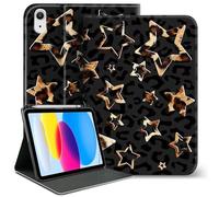 TopPerfekt Étui pour iPad 11{^>e<^} (A16) 11" 2025/10e génération 10,9" 2022, joli motif léopard Y2k, étoiles, chic, élégant, esthétique, avec porte-crayon, antidérapant, anti-choc, léopardstar