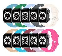 TopPerfekt Lot de 10 bracelets en silicone compatibles avec Apple Watch de 42 mm, 44 mm, 45 mm, 49 mm, M/L, lot de 10 pièces)