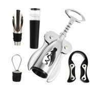 TOPPERFUN 1 ensemble Ouvre Bouteille à Vin Portable Acier Inoxydable Ensemble Décapsuleur Coupe Fil Bouchon Vacuum et Verseur pour à Mariages et Bars