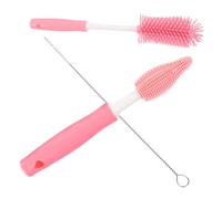 TOPPERFUN 1 ensemble Set de Nettoyage pour Bouteilles Silicone Rotatif Brosse à Biberon et Brosse à Paille Pratique et Réutilisable Couleur Cerise Rouge Outil de Nettoyage Flexible et