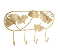 TOPPERFUN 1 PCS Patère Murale, Iron Ginkgo Leaf Decorative Coat Rack with 4 Hooks, Heavy Duty Porte Manteau Mural for Towels and Purses, Stable Metal Wall Hanging for Bathroom and Dressing