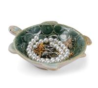 TOPPERFUN 1 PCS Plateau à Bijoux Tortue, Vide Poche en Céramique pour Entrée, Coupelle Décorative pour t Bague, Small Jewelry Dish Trinket Tray for Office Desk, Vanity and Home Decor, Dark Green