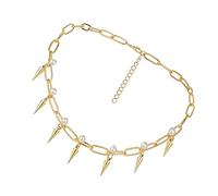 TOPPERFUN 1 pièce Collier Créatif Or pour Femmes Chaîne Courte Chic avec Pendentif Forme de Cône Élégance et Style pour Toutes Occasions