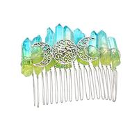TOPPERFUN 1 Pièce Peigne à Tuck Cristal Naturel Fait Main Accessoire de Mariée Élégant avec Motif de Trois Lunes pour Filles Parfait pour Diy et Décorations de Cheveux