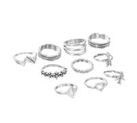 TOPPERFUN 10 pièces Anneaux Décoratifs pour Femmes Anneaux Géométriques Fantaisie avec Avion Fleurs et Cœurs Bijoux Réglables et Durables pour Fêtes et Célébrations