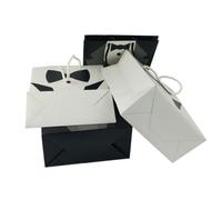 TOPPERFUN 10 Pièces Sacs Papier Pratiques Noir Chic pour Cadeaux Mariage Fête Anniversaire Souvenirs Portable et Résistant pour Friandises Snacks et Petits Objets