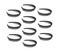 TOPPERFUN 10pièces Lot De Serre-têtes Antidérapants à Dents Accessoires Cheveux Unisexes Maintien Confortable Pour Sport Et Usage Quotidien Noir