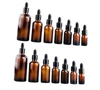 TOPPERFUN 14 pièces Flacons Verre avec Pipette pour Huiles Essentielles Bouteilles Cosmétiques Verre Marron pour DIY Échantillons et Fabrication de