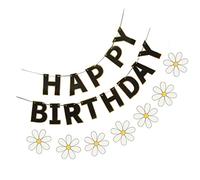 TOPPERFUN 2 Ensembles Bannière Anniversaire Décoration de Guirlande de Fleurs de Marguerite pour Ambiance Festive Photos