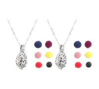 TOPPERFUN 2 Ensembles Collier Diffuseur D'arômes avec Pendentif Goutte D'eau en Alliage Argenté et Pierre de Lave, Confortable et Élégant Usage Quotidien