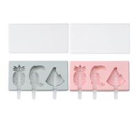 TOPPERFUN 2 Ensembles Moule à Glace DIY en Silicone Réutilisable avec Couvercles et Bâtons en Plastique, Forme Fruit et Oiseau, Facile à Nettoyer pour Fabrication de Glace Maison