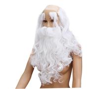 TOPPERFUN 2 Ensembles Set de Perruques et Barbes Blanche de Père avec Sourcils Accessoires Cosplay Sécurisés pour Fête et Carnaval
