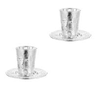 TOPPERFUN 2 Ensembles Tasse à Vin Judaica avec Plateau Ensemble Shabbos et Passover Élégant pour Célébrations Festives pour Famille et Amis