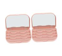 TOPPERFUN 2 pièces Boîte de Rangement pour Cils Organiseur et Pratique avec Miroir Lot pour Voyage et Sorties Protection et Stockage des Faux Cils Couleur Rose