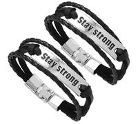 TOPPERFUN 2 pièces Bracelet Cuir Tressé pour Hommes de Style Punk Bijoux de Poignet Élégants et Originaux