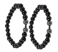 TOPPERFUN 2 pièces Bracelets Poids Au Poignet pour Hommes Perles Noires de Design Charmant et Accessoire Mode pour Sportifs