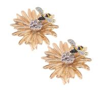 TOPPERFUN 2 Pièces Broche Abeille et Marguerite Métal Doré avec Cristaux Épingle de Sécurité pour Manteaux Costumes et Écharpes Lot de Broches Élégantes pour Femmes