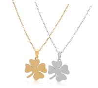 TOPPERFUN 2 pièces Collier Trèfle à Quatre Acier Titane Ajustable Pendentif Minimaliste Bijoux Femme Chance pour Occasions Spéciales