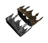 TOPPERFUN 2 pièces Couronne Médiévale PU Souple Dorée et Argentée pour Homme Accessoire Cosplay Roi Léger et Brillant pour Fête Halloween et Mariage
