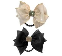 TOPPERFUN 2 pièces Organza Hair Bowknot Hair Ropes Set For Women Soft Ponytail Holders With Circle Design And Lengths