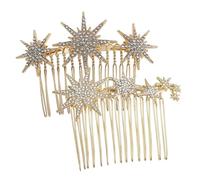 TOPPERFUN 2 pièces Peigne à Cheveux Métal Doré avec Accessoire Coiffure pour Mariée et Filles Épingle Latérale pour Mariage et Occasions Spéciales Lot