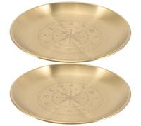 TOPPERFUN 2 Pièces Plateau Rond en Cuivre 14 Cm pour Autel de Sorcière, Bougeoir Stable et Décoratif, pour Cérémonies de Tarot et Rangement D'anneaux Rituels