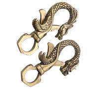 TOPPERFUN 2 pièces Porte-clés Laiton Dragon et Oiseau Mythique Chinois Boucle Robuste pour Clés Attache Pratique pour Voiture et Sac Accessoire Feng Shui Masculin Vintage