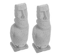 TOPPERFUN 2 Pièces Statue Moaï Statue De Pierre Île De Pâques Tête Moai Pierre Moai Décor De Tête De Pâques De Jardin De Pâques s Figurine Moaï Grès Grey