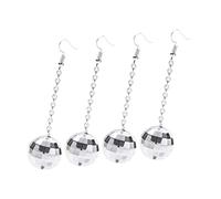 TOPPERFUN 2paires Boucles Oreilles Disco Boule Miroir Pendentifs Uniques Pour Femme Bijoux De Fête Décoratifs Accessoires Pour Occasions Spéciales